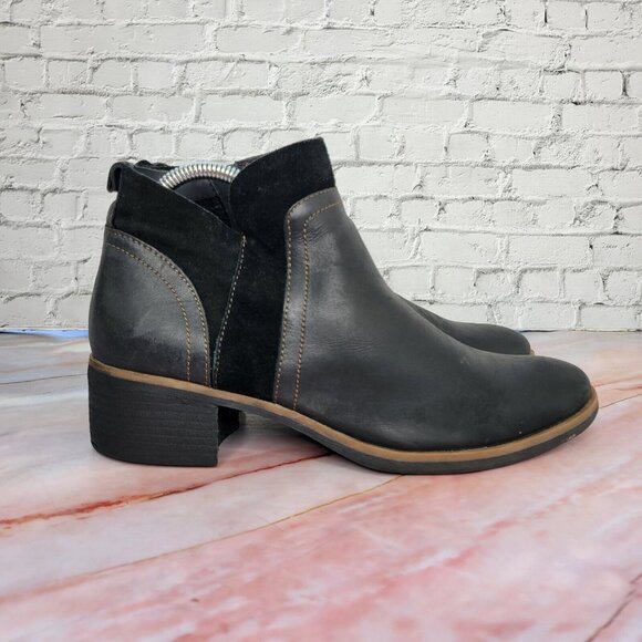 Korks Boots Womens 9.5 Thyone Black Side Zip Leather Suede Ankle Bootie - Picture 3 of 7